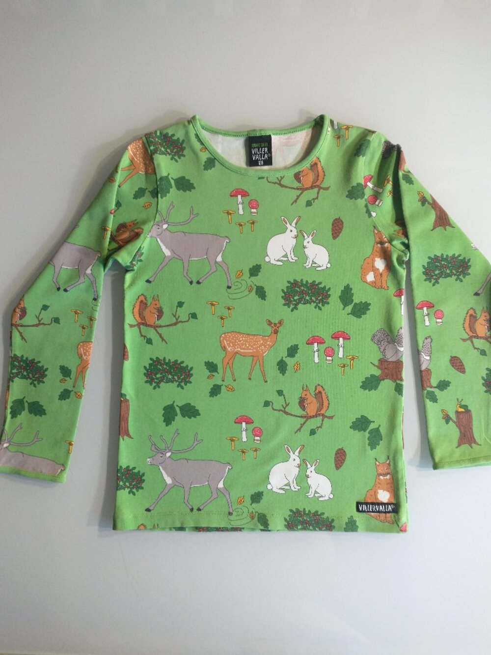 Villervalla Organic Cotton Forest Print Long Sleeve Top 7-8Y 128 Green